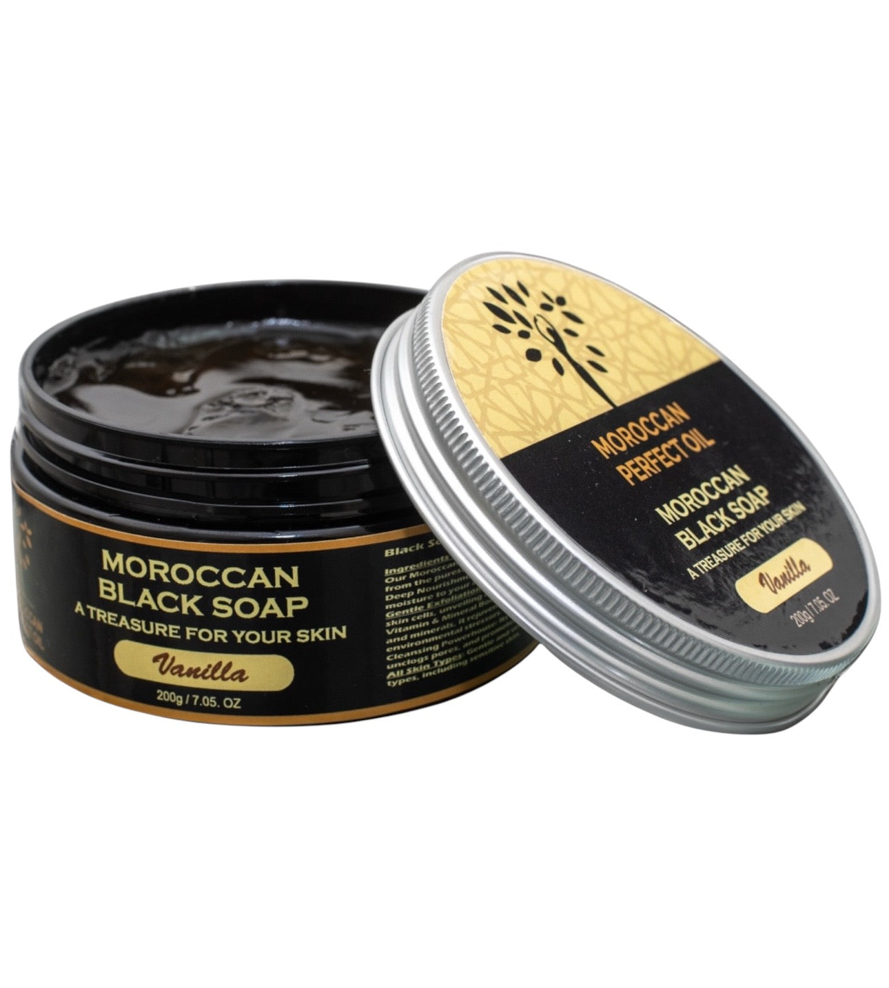 Moroccan "BELDI" Black Soap Argan Oil  - Vanilla - 200 gr