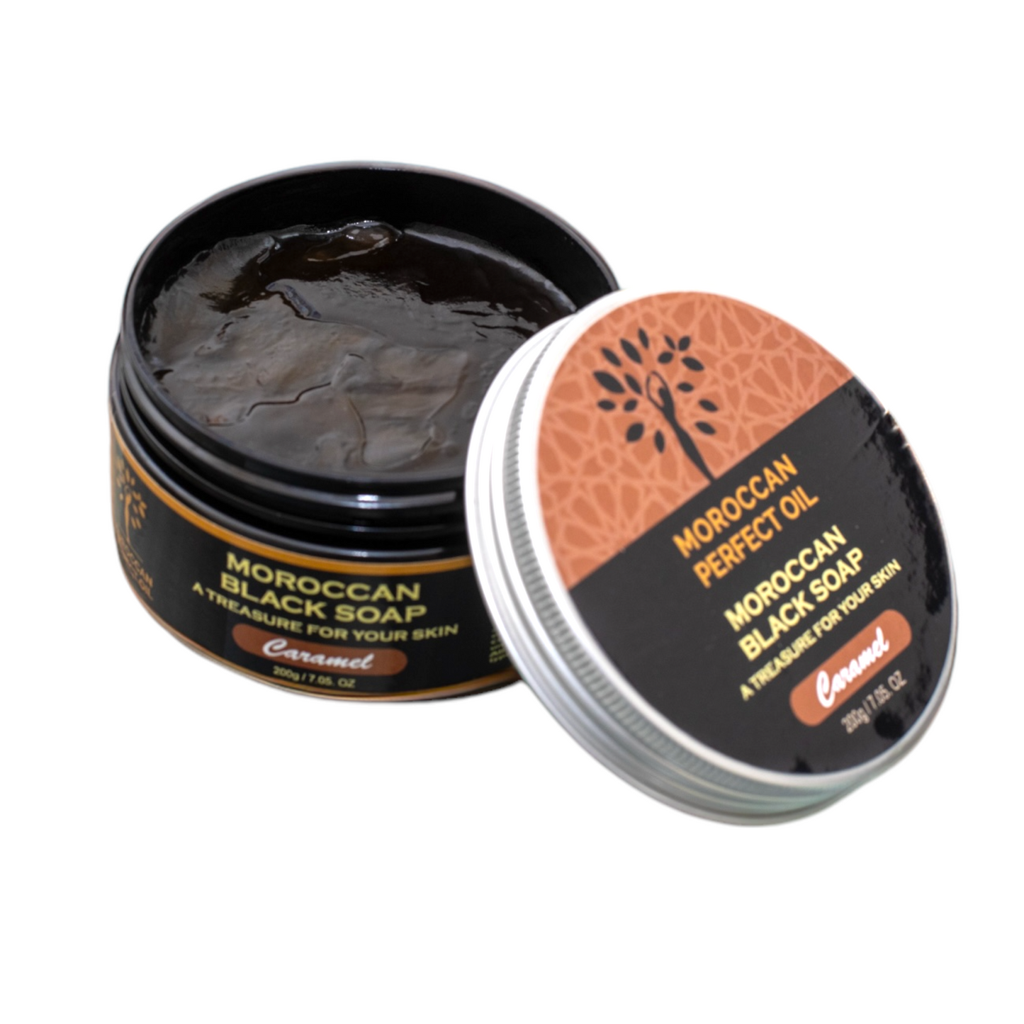 Moroccan "BELDI" Black Soap Argan Oil Caramel  - 200 gr