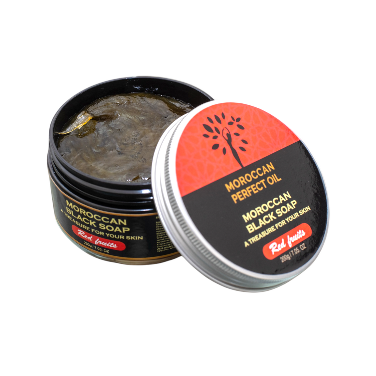 Moroccan "BELDI" Black Soap – Argan Oil - Red Fruit - 200 gr