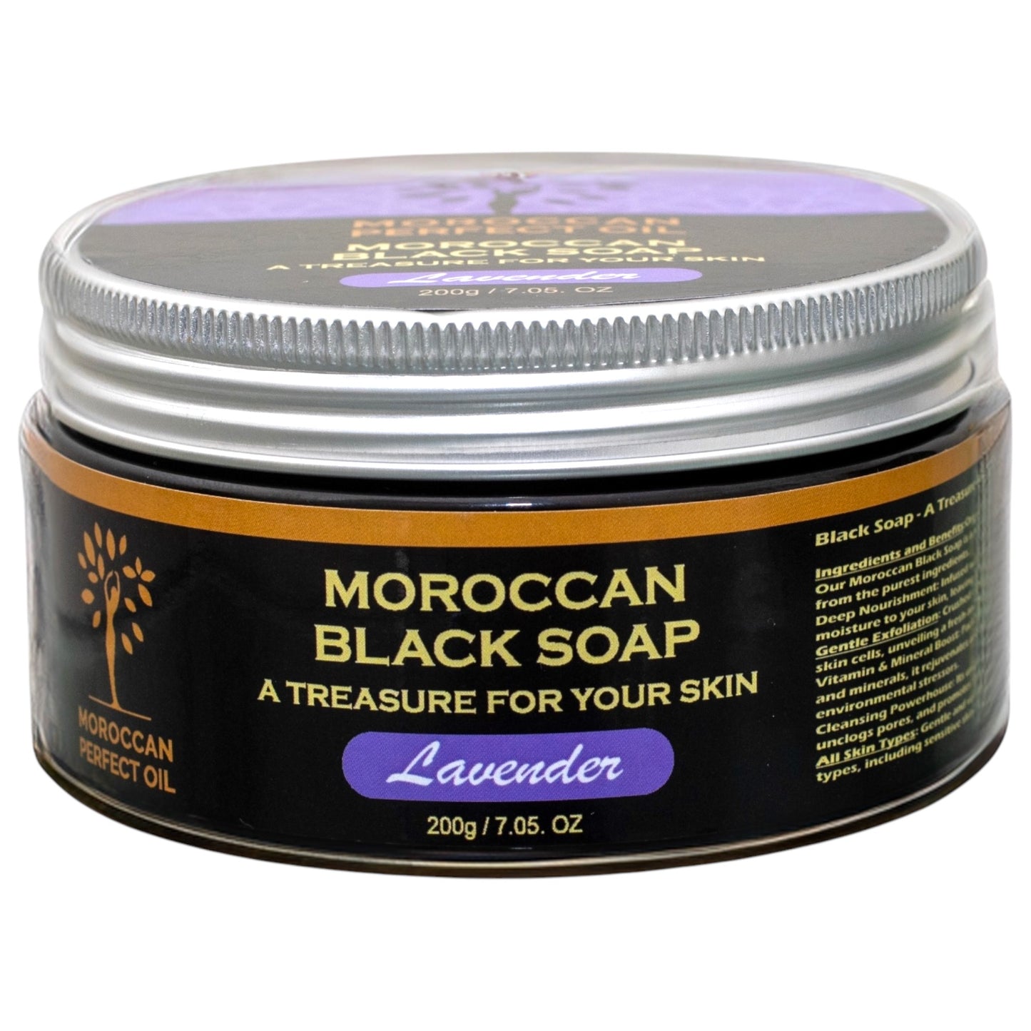 Moroccan "BELDI" Black Soap – Argan Oil  - Lavender - 200 gr