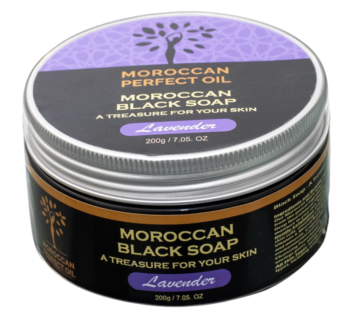 Moroccan "BELDI" Black Soap – Argan Oil  - Lavender - 200 gr