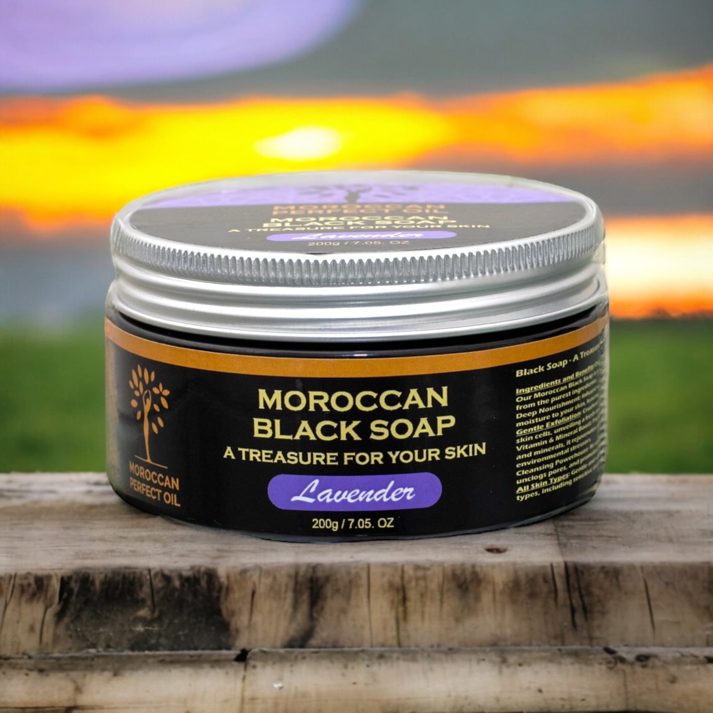 Moroccan "BELDI" Black Soap – Argan Oil  - Lavender - 200 gr