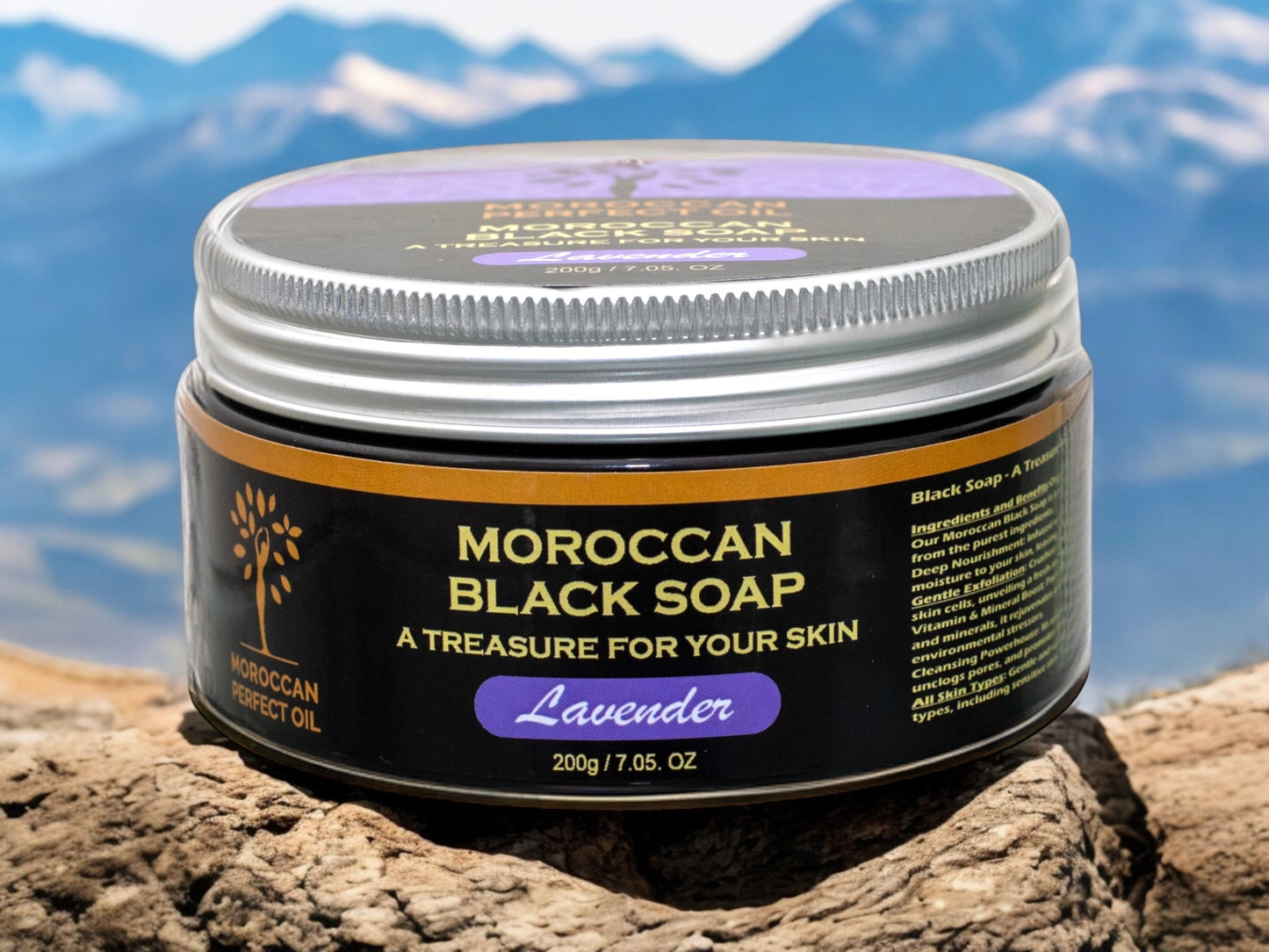 Moroccan "BELDI" Black Soap – Argan Oil  - Lavender - 200 gr