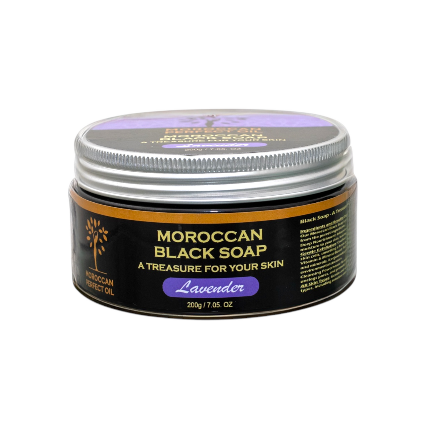 Moroccan "BELDI" Black Soap – Argan Oil  - Lavender - 200 gr